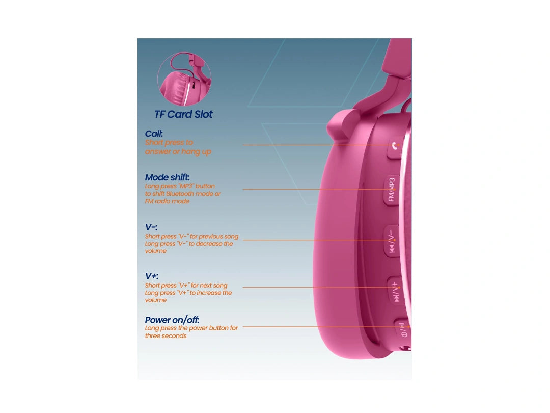 Moxedo Junior Poe Wireless On-Ear Headphones - Pink in Qatar Moxedo Junior Poe Wireless On-Ear Headphones - Pink in Qatar